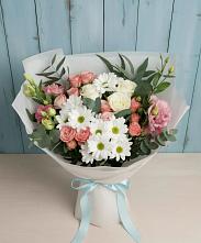 Букет цветов из:  Розы, Лизиантусы и Хризантемы #REPLACE_PRED# Никологоры