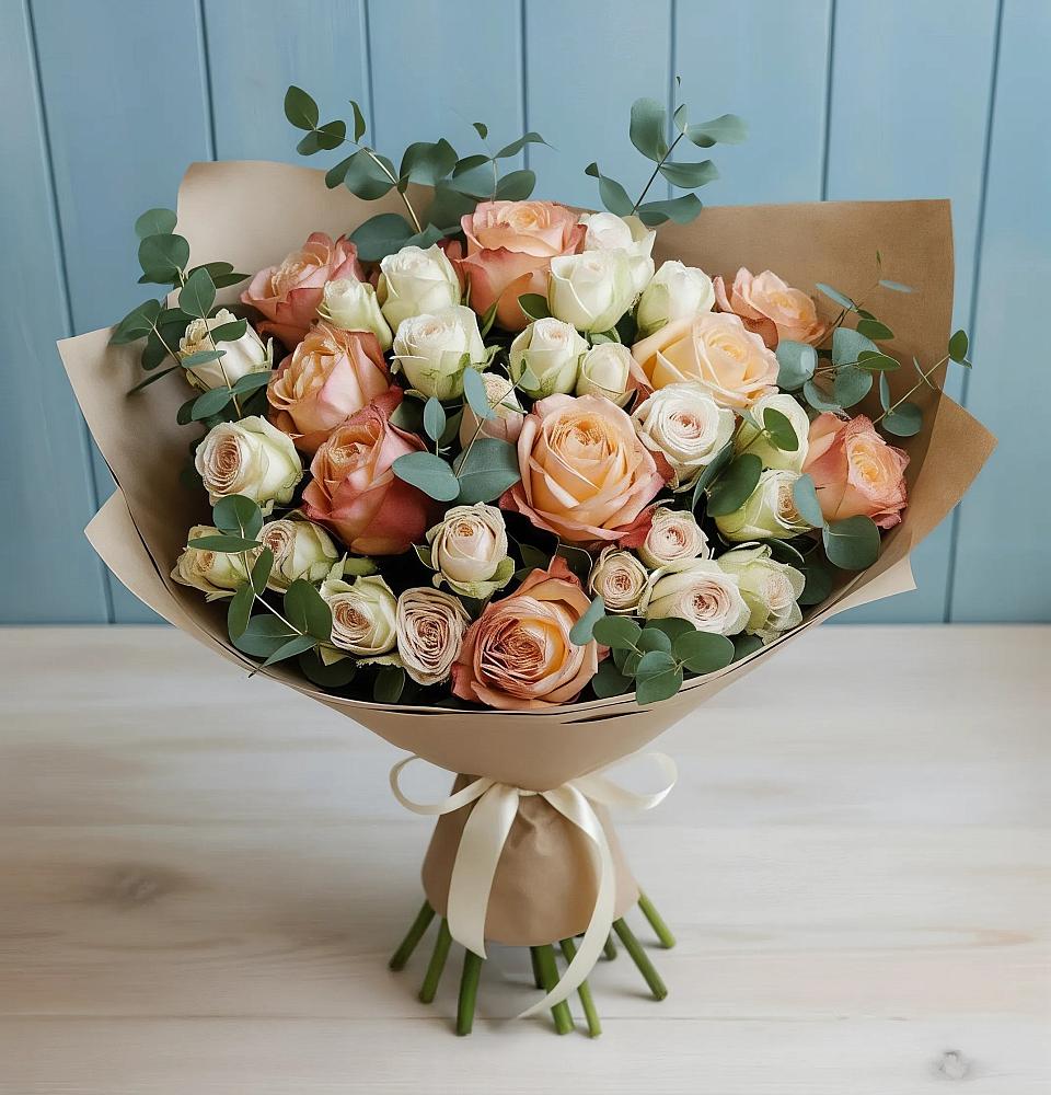 Букет цветов из: Альстромерии и Розы в Никологоры