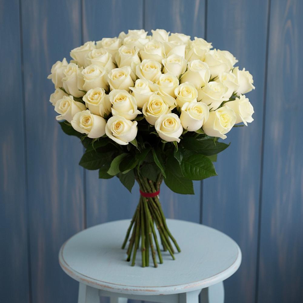Букет 51 Белая роза Эдлесс Лав в Никологоры