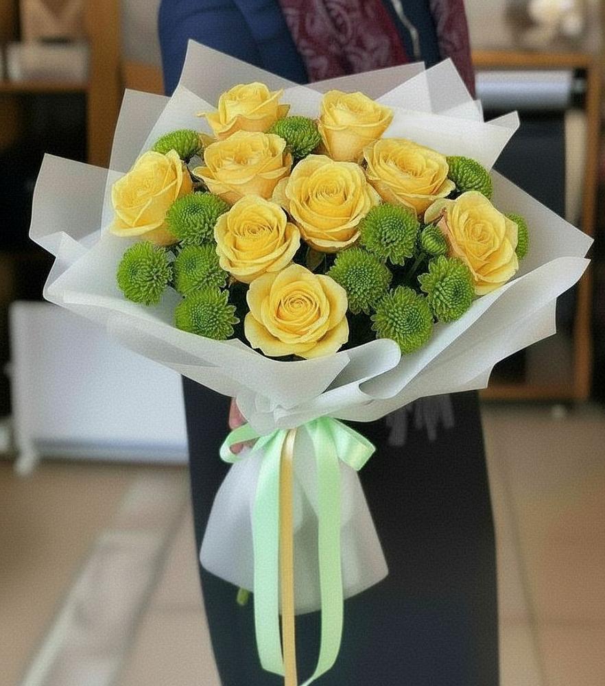 Букет цветов из: Хризантемы и Розы в Никологоры