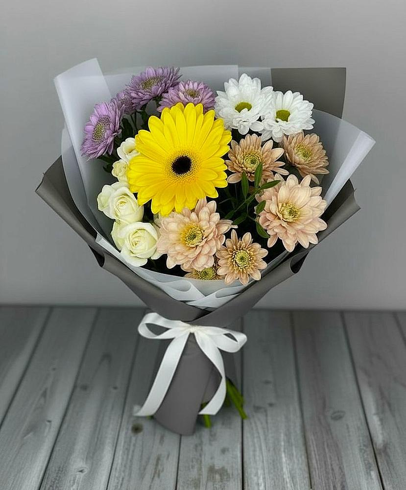 Букет цветов из: Розы, Герберы и Хризантемы в Никологоры