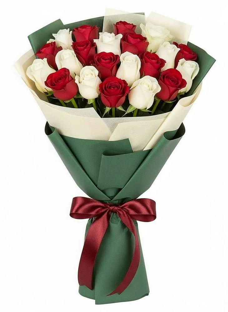 Букет Микс из красных и белых роз в Никологоры