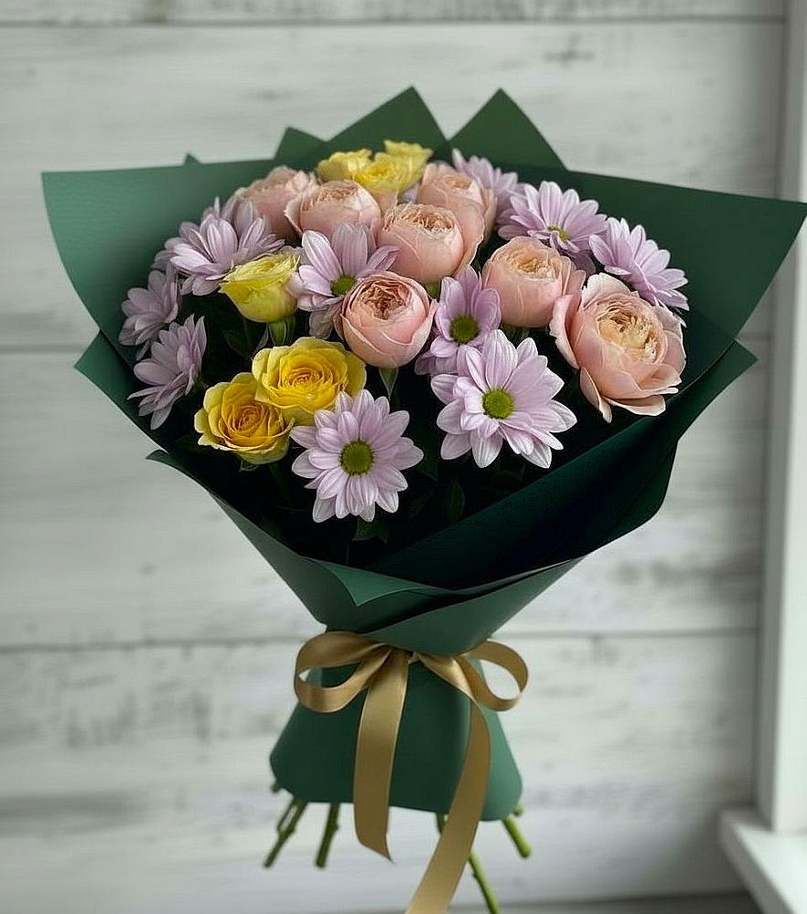 Букет цветов из: Хризантемы и Розы в Никологоры