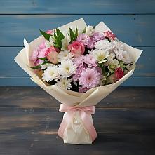 Букет цветов из:  Хризантемы, Альстромерии и Розы в Никологоры