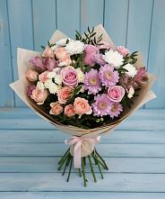 Букет цветов из:  Хризантемы, Розы и Альстромерии #REPLACE_PRED# Никологоры