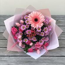 Букет цветов из:  Розы, Герберы и Хризантемы в Никологоры