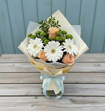Букет цветов из:  Герберы, Розы и Хризантемы в Никологоры