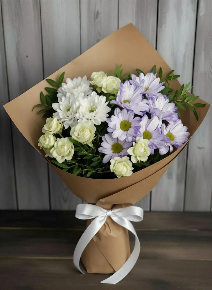 Букет цветов из: Хризантемы и Розы в Никологоры